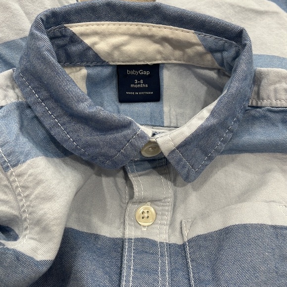 Striped Blue and White Baby Romper - Picture 5 of 5